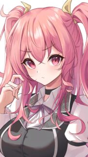 Cute Anime Girl with Pink Twin Tails High Resolution Mobile Wallpaper