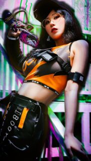 Streetwear Cyberpunk Girl with Futuristic Gear High Quality Mobile Wallpaper