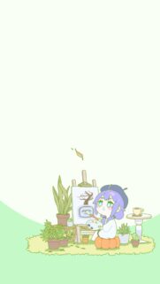 Cute Anime Artist Girl Painting on Pumpkin Mobile Wallpaper