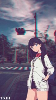 Anime Girl Aesthetic Glitch Effect Wallpaper for Mobile