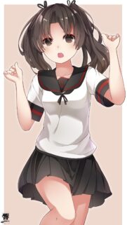 Cute Hibiki Anime Girl in School Uniform High-Quality Mobile Wallpaper