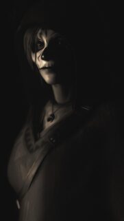Mysterious Hooded Figure with Gothic Skull Makeup Mobile Wallpaper