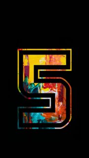 Abstract Number 5 Colorful Paint Texture Wallpaper for Mobile