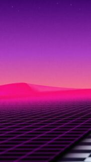 Retro Synthwave Sunset Grid Landscape Premium Mobile Wallpaper