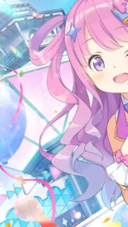 Cute Anime Girl with Pink Hair and Balloons Mobile Wallpaper