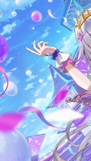 Anime Princess Celebration with Bubbles and Confetti Mobile Wallpaper