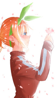 Anime Girl Yotsuba Nakano Holding Flower Aesthetic Mobile Wallpaper HD
