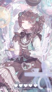 Cute Lolita Anime Girl with Dessert Mobile Wallpaper HD