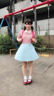Cute Anime Style Girl Cosplay at Playground Wallpaper for Mobile