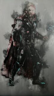 Thor God of Thunder Cinematic Watercolor Art Wallpaper for Mobile