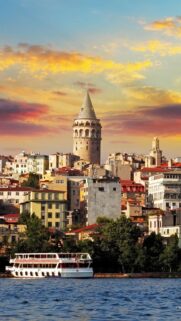 Stunning Galata Tower Sunset View Istanbul Mobile Wallpaper
