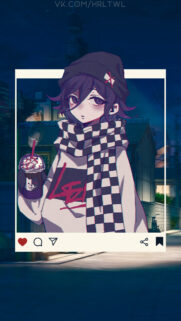 Kokichi Ouma Aesthetic Anime Wallpaper with Checkerboard Scarf for Mobile