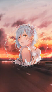 Rem from Re Zero Anime Girl Aesthetic Sunset Wallpaper
