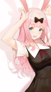 Cute Chika Fujiwara Anime Wallpaper with Bunny Ears for Mobile
