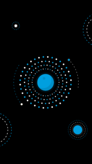 Minimalist Abstract Blue Orbital Planet Wallpaper for Mobile Screens