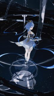 Anime Girl in Cybernetic Space Void High Quality Mobile Wallpaper