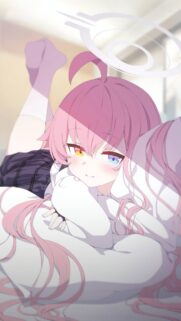 Cute Anime Girl with Pink Hair and Halo Wallpaper for Mobile