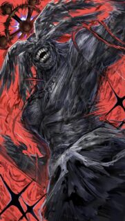 Intense Dark Anime Demon Fighter Wallpaper in Red and Black Art Style