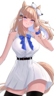 Cute Anime Horse Girl in White Dress High Quality Mobile Wallpaper