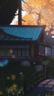 Serene Japanese Temple with Golden Autumn Trees Mobile Wallpaper