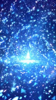 Ethereal Anime Girl Standing in Magical Blue Light Particles Wallpaper