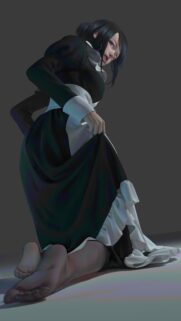 Stunning Anime Maid Aesthetic Wallpaper: Dark Moody Digital Illustration for Mobile