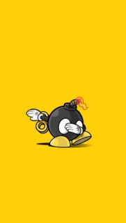 Minimalist Dabbing Bomb Character Wallpaper in Vibrant Yellow