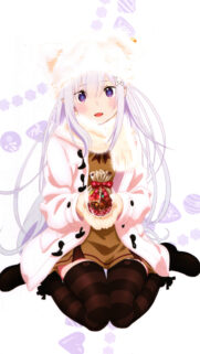 Emilia Re Zero Winter Outfit Holding Chocolates Anime Wallpaper