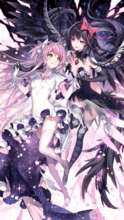Madoka Kaname and Homura Akemi Anime Fantasy Mobile Wallpaper