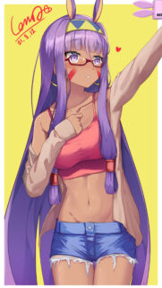 Anime Girl with Long Purple Hair and Bunny Ears Aesthetic Wallpaper