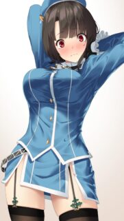 Cute Anime Girl in Blue Uniform Wallpaper for Mobile Devices