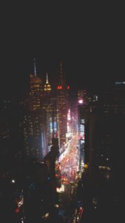 Stunning Nighttime Aerial View of Times Square New York City Wallpaper
