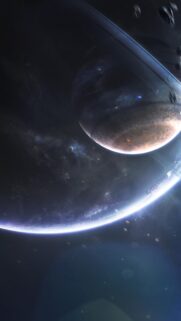 Stunning Deep Space Planets with Rings High Definition Mobile Wallpaper