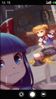 Anime Chibi Girls Selfie Wallpaper with Funny Prank Scene for Mobile