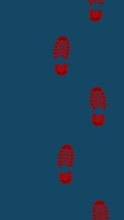 Minimalist Red Footprint Trail on Dark Blue Background Wallpaper for Mobile