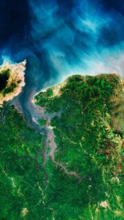 Breathtaking Satellite Earth View of Lush Tropical Coastline Mobile Wallpaper