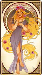 Art Nouveau Rapunzel with Pascal Floral Aesthetic Mobile Wallpaper