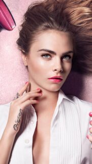 Cara Delevingne Stunning Pink Aesthetic Portrait Wallpaper for Mobile