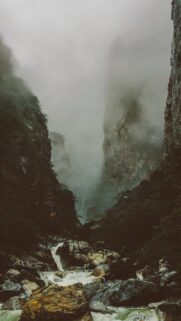 Misty Mountain Canyon River Landscape Mobile Wallpaper