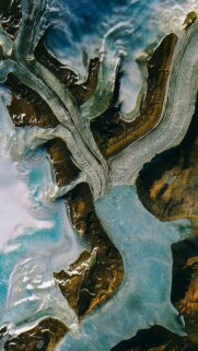 Breathtaking Satellite View of Arctic Glaciers and Ice Formations Mobile Wallpaper