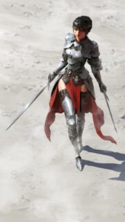 Stunning Fantasy Female Warrior with Dual Swords Mobile Wallpaper