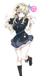 Cute Anime Girl Listening to Music with Headphones Wallpaper for Mobile