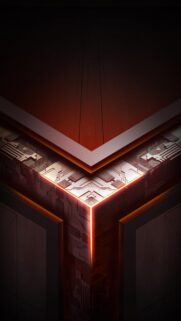 Minimalist Cyberpunk Tech Cube Mobile Wallpaper in Deep Red and Black