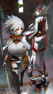 Futuristic Anime Warriors with Mecha Companion High Quality Mobile Wallpaper