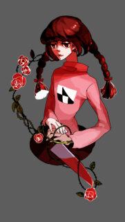 Anime Girl with Red Roses and Knife Aesthetic Wallpaper for Mobile