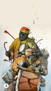 African Talking Drummer Art Wallpaper for Mobile Phone