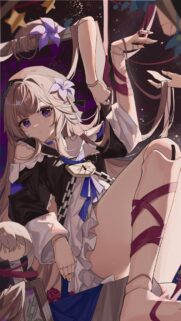 Anime Girl Puppet Aesthetic Wallpaper with Purple Accents