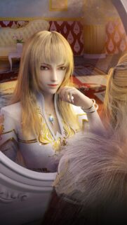 Beautiful Blonde Fantasy Anime Girl in Royal Chamber Mobile Wallpaper