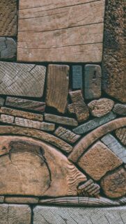 Rustic Reclaimed Wood Mosaic Pattern Texture Wallpaper