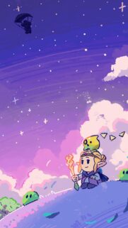Cute Chibi Elf Fantasy Adventure Mobile Wallpaper with Starry Night Sky